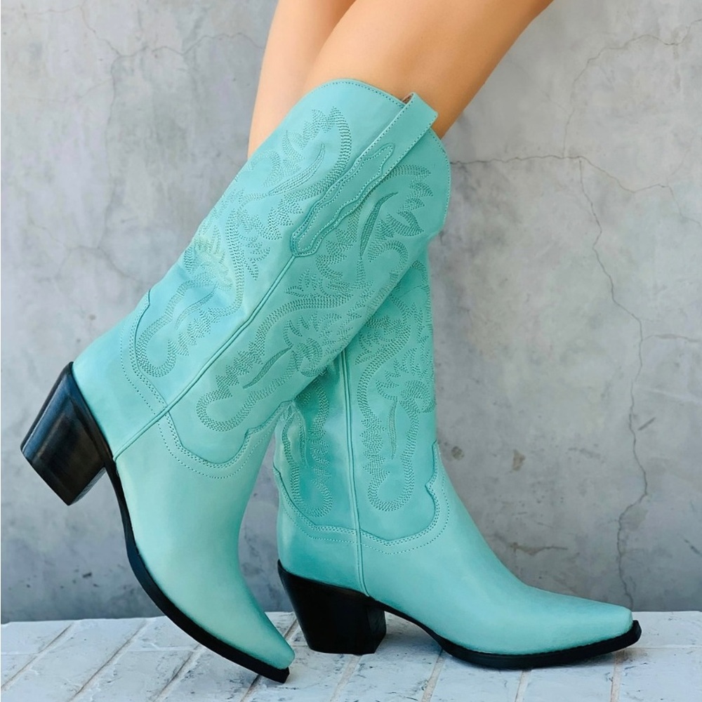 Jeffrey Campbell Dagget Western Boots - Teal